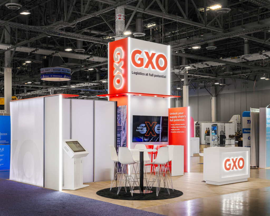 GXO Logistics Custom Trade Show island exhibit Las Vegas Manifest 2025 design by Apple Rock