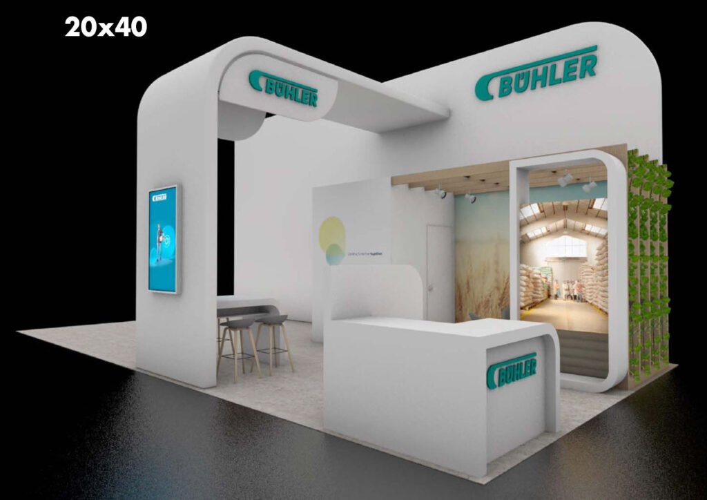 Bühler 20x40 Exhibit Booth Design Rendering